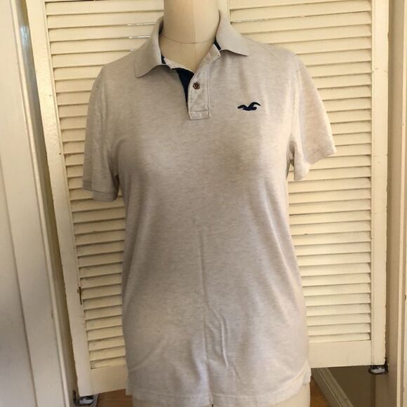 Hollister Men Stretch Cotton Poly blend Button-up Collared Polo Large - Picture 1 of 8